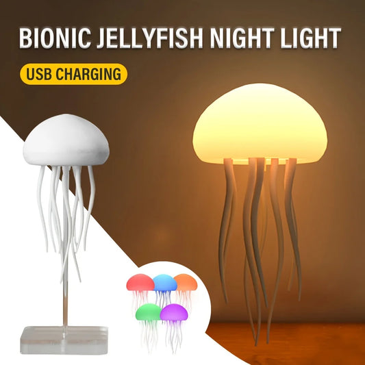 Contemporary Jellyfish Table Lamp - Adjustable Color LED Night Light for Kids, Ideal Birthday Gift